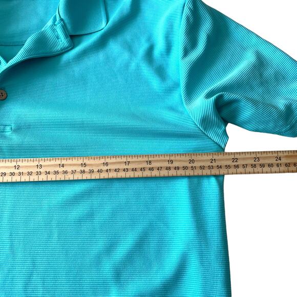 Cubavera Mens Shirt Size Large Solid Texture Polo Short Sleeve Blue Curacoa - Picture 5 of 7